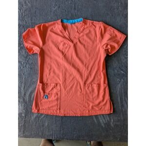 Carhartt Force Cross-Flex Womens V-Neck Scrub Top Coral Orange C12110 Small